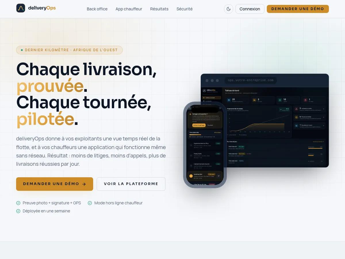 deliveryOps — SaaS · Logistics — projet livré par Kolonell
