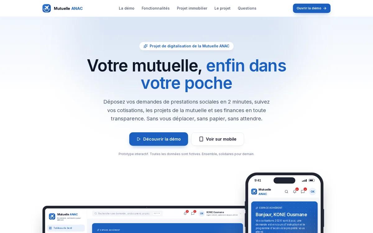 Mutuelle ANAC — Application métier — projet livré par Kolonell